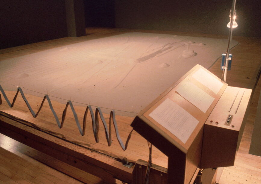 Carl Cheng, Shifting Sand, 1984 (detail). Installation at Contemporary Arts Forum, Santa Barbara, CA. Image courtesy of the artist and Philip Martin Gallery, Los Angeles. 