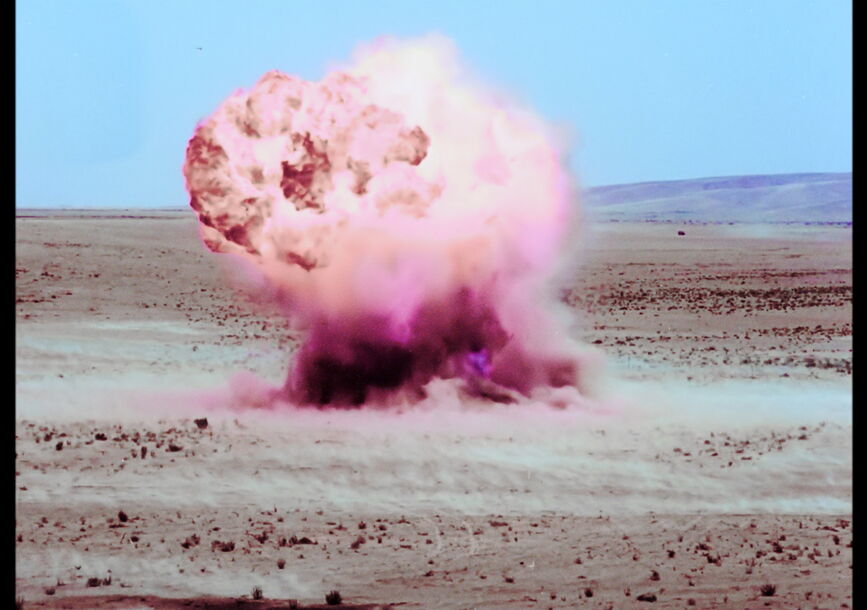 An explosion in a desert.