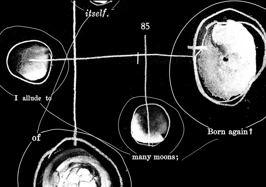 Hand drawn diagrams over black.